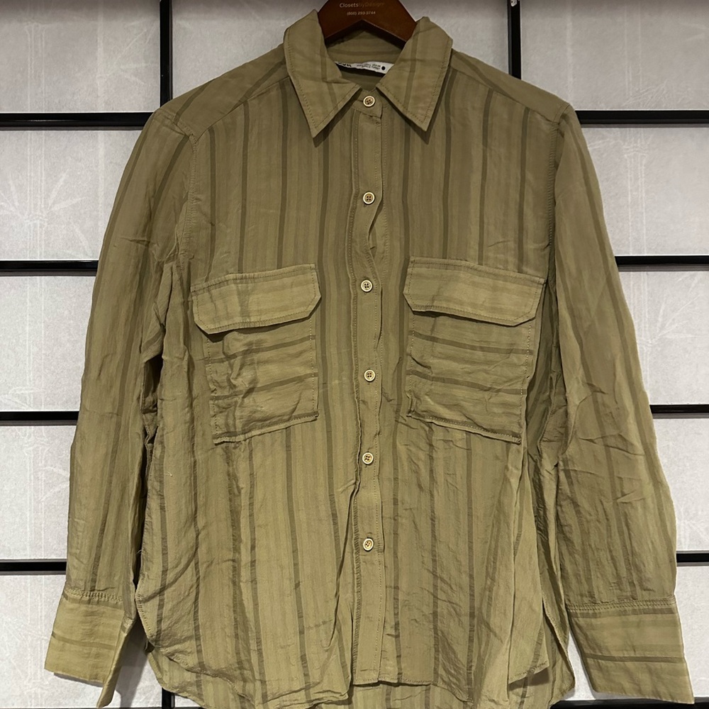 Zara Olive Green button up blouse